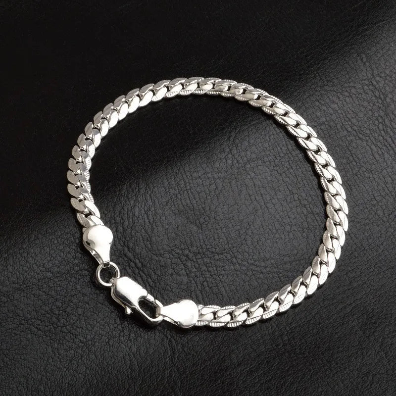 925 Sterling Silver 8/16/18/20/22/24 Inch 6mm Side Chain Necklace Bracelet For Woman Men Fashion Charm Wedding Jewelry Vera Lux