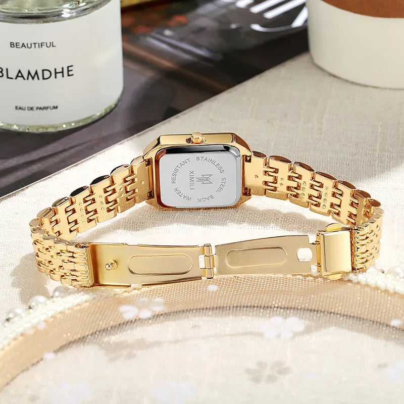 2025 Hot Brand Stainless Steel Strap Watch Women Luxury Gift Quartz Wristwatch Student Fashion Simple Square Quartz Watches Vera Lux