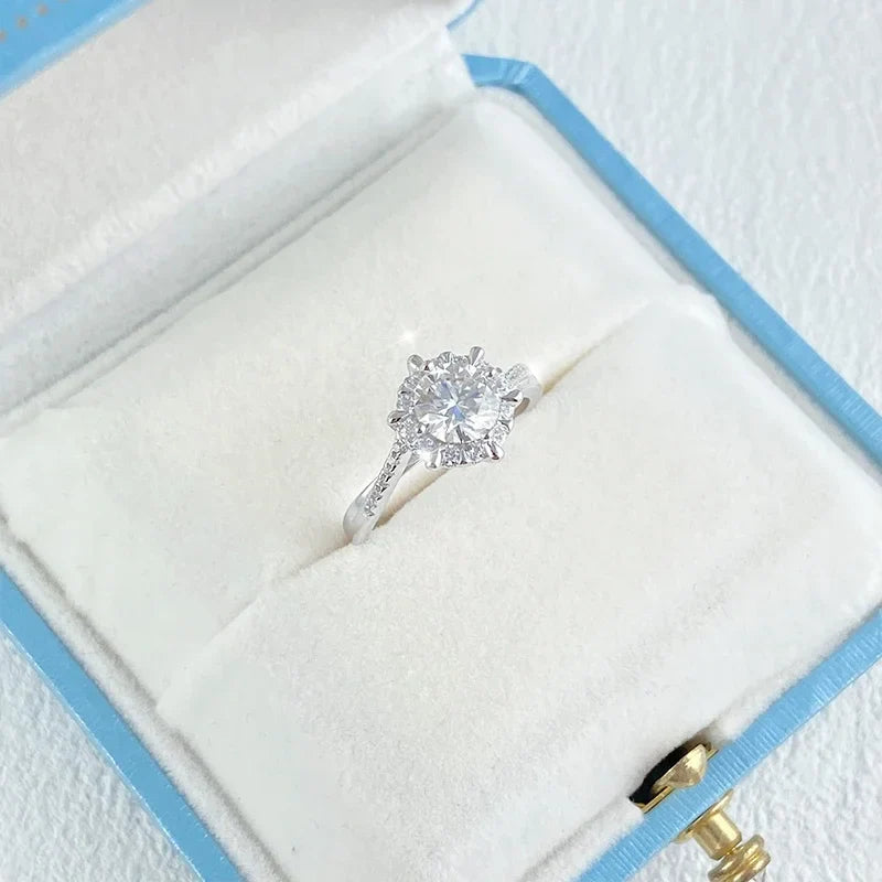 NeeTim 0.5/1CT Moissanite Diamond Rings Wedding Band for Women 925 Sterling Silver Plated 18k White Gold Promise Ring Certified Vera Lux