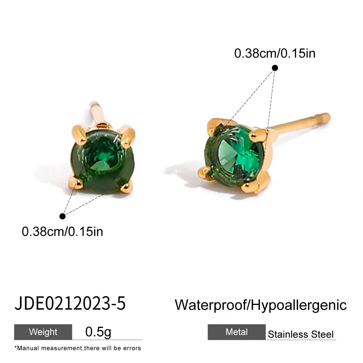 Uworld Minimalism Birthstone Gold Color Ear studs Grace Personalized Delicate Gemstone Earring Dainty Birth Month Stone Charm Vera Lux