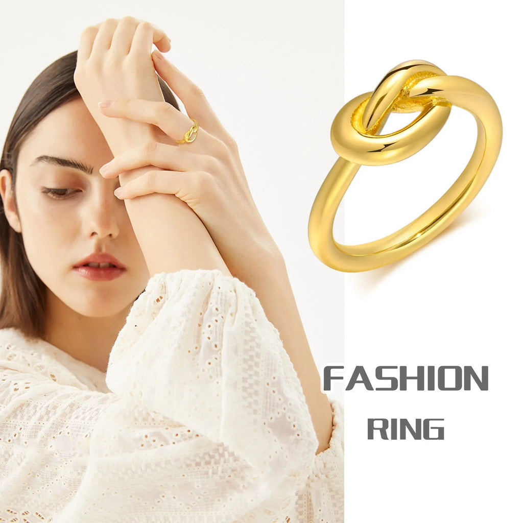Love Knot Ring for Women, Stainless Steel Gold Plated Dainty Stacking Ring, Tiny Tie The Knot Statement Jewelry Vera Lux