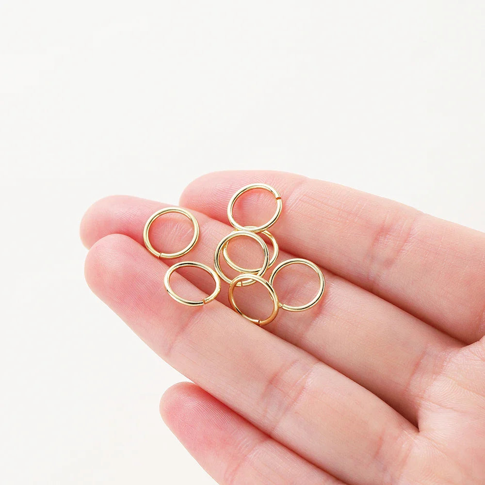 50-200/lot 14K 18K Gold Necklace Open Single Jump Ring Lobster Clasp Connector Split Ring Fitting DIY Jewelry Making Accessories Vera Lux