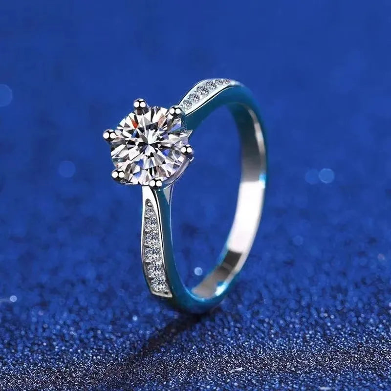 NeeTim Real 3 Carat Moissanite Wedding Ring for Women 925 Sterling Silver Round Brilliant Lab Diamond Engagement Rings Gift Vera Lux
