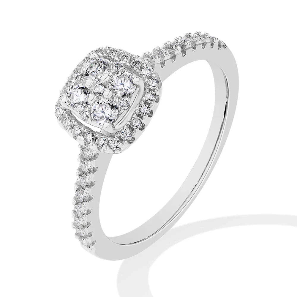 MINTYBOX S925 Sterling Silver Halo Moissanite Engagement Ring for Women Classic Lab Diamond Rings 18K Plated Wedding Fine Jewelr Vera Lux