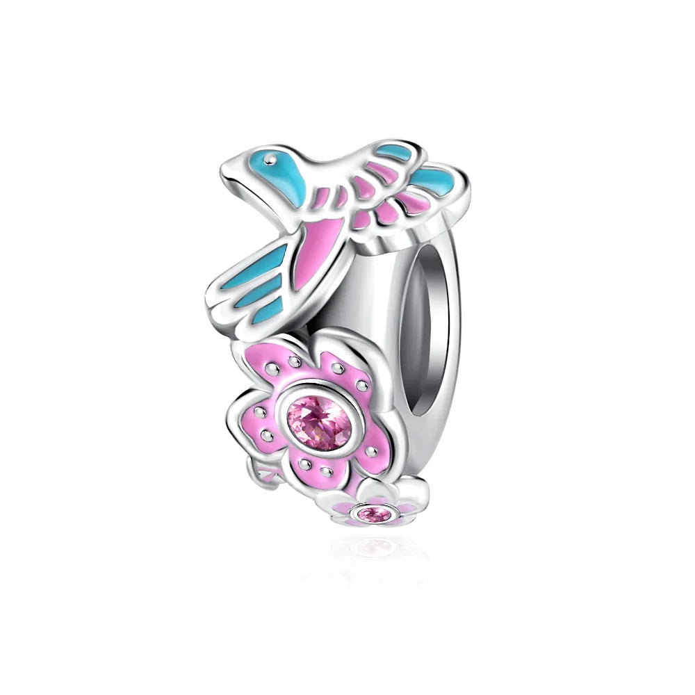 2026 Spring Pink Series Ballon Butterfly Flower Pendant Fit S925 European 925 Sterling Silver Bracelet Bangles Necklace Vera Lux