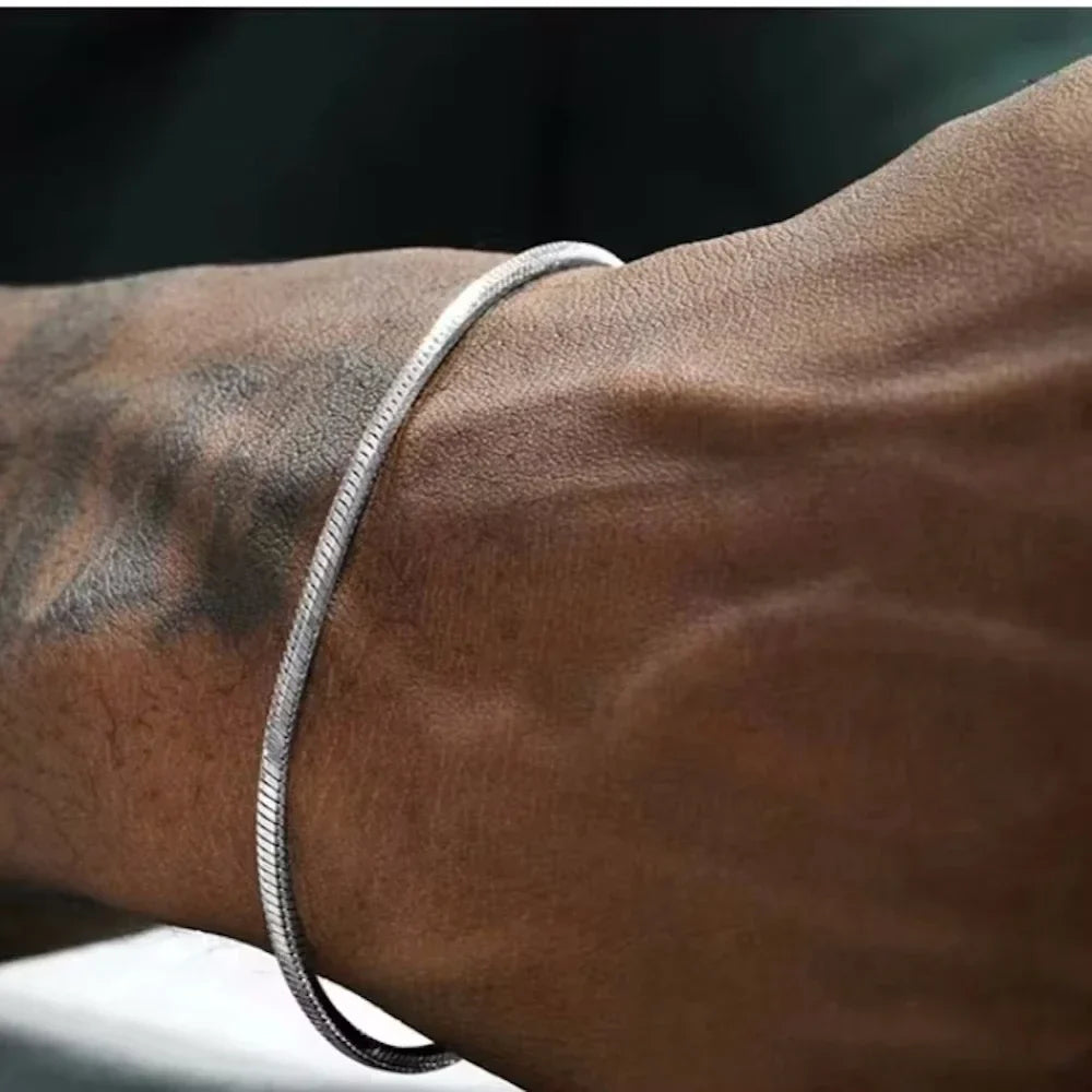 925 sterling silver 3MM Snake Chain Bracelet Men Hip Hop Simple Bracelet For Women Fashion Charm Punk Party Jewelry Wholesale Vera Lux