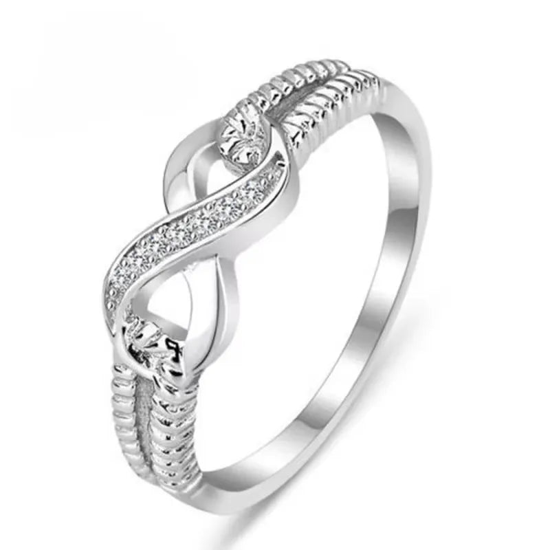 Lucky Letters 8 Shaped Rings For Women Sterling Silver Color AAA Cubic Zirconia Eternity Jewelry Female Wedding Gift Vera Lux