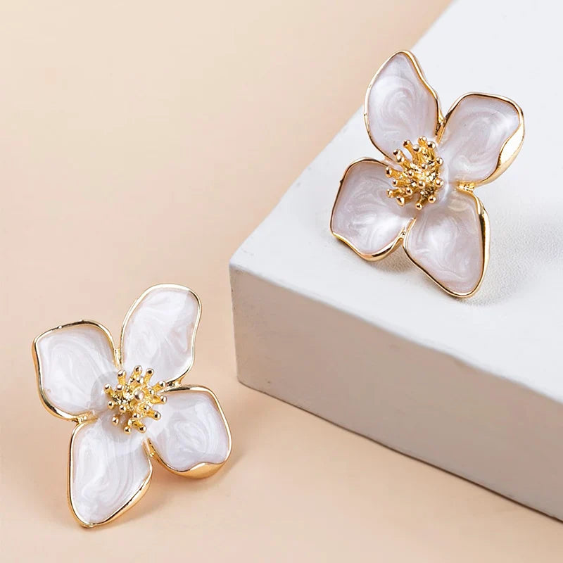Obega Flower Earrings Stud Pink White Flowers Women Earring Post Spring Summer New Trendy Girls Cute Jewelrys Vera Lux