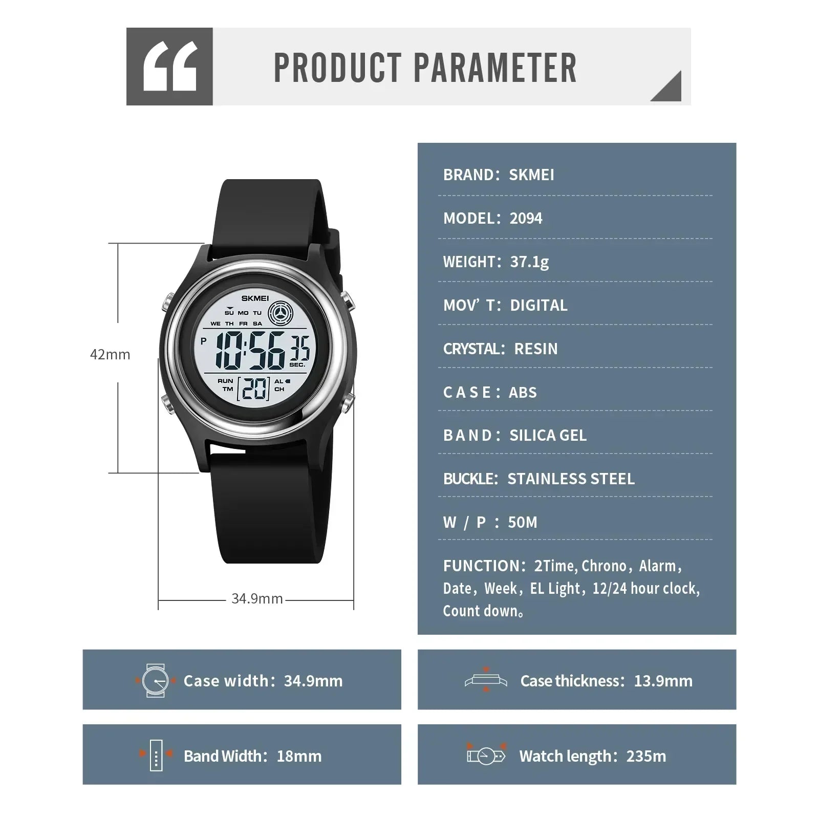 SKMEI Luxury Waterproof Shockproof Sport Countdown Watches Womens Digital Wristwatch for Women Stopwatch Lady Girl Relojes 2094 Vera Lux