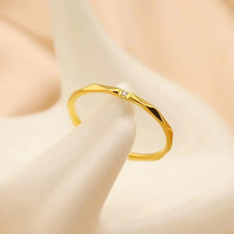 1mm Thin Stackable Ring Stainless Steel Single CZ V Faceted Knuckle Midi Ring for Women Girl Size 5-10 Vera Lux