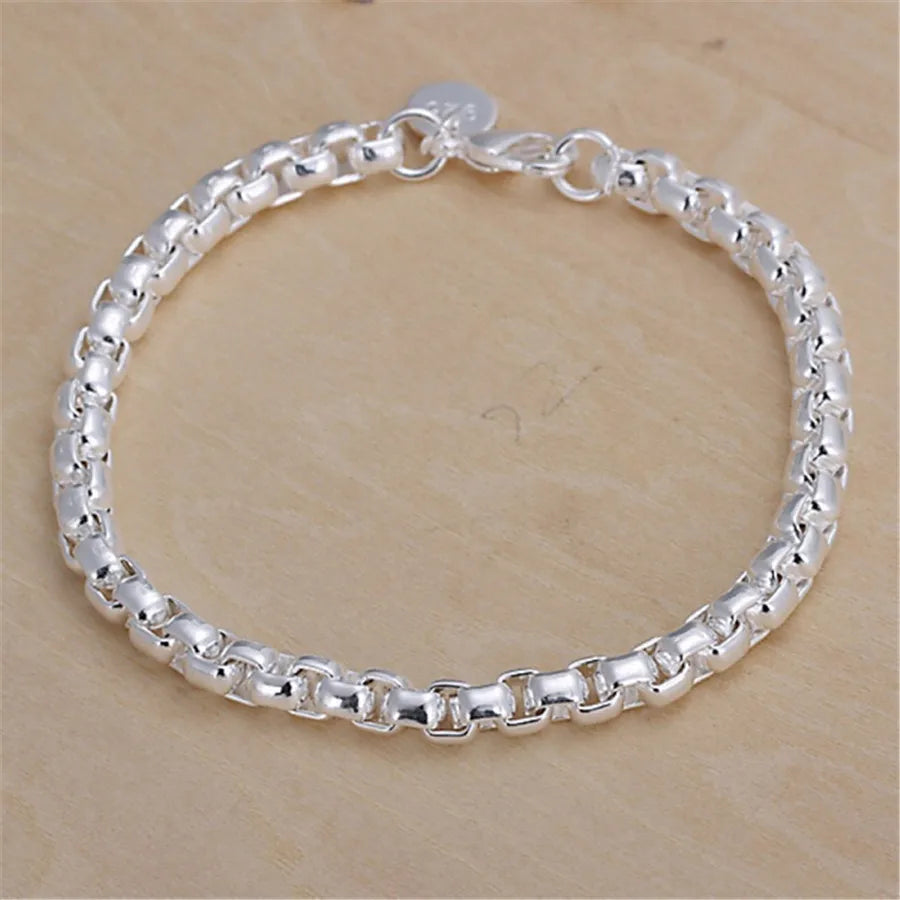 925 Sterling Silver Exquisite Solid Chain Bracelet Fashion Charm Women Men Solid Wedding Cute Simple Models Jewelry Vera Lux