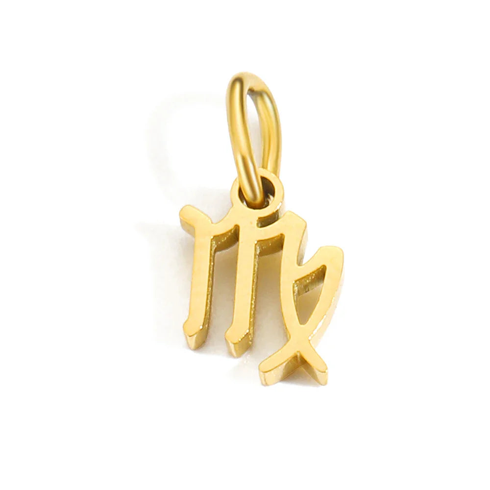 10PCS Stainless Steel Star Zodiac Sign 12 Constellation Pendant Accessories for Necklace Women Man Jewelry Gifts Wholesale Vera Lux
