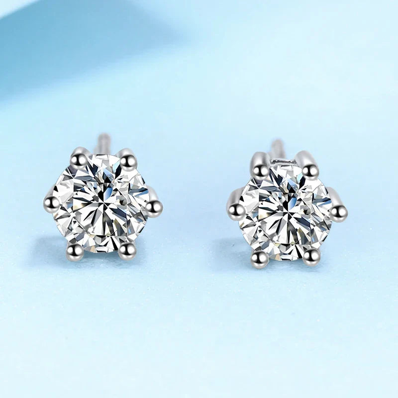 NeeTim 0.1ct-3ct D Color Moissanite Stud Earrings Lab Diamond 925 Sterling Silver with Gold Plated Earring Wedding Party Jewelry Vera Lux