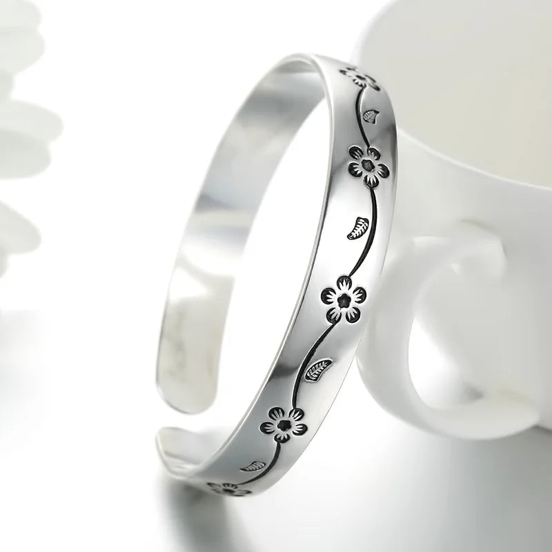 925 Sterling Silver Flower Open Bracelet For Women Luxury Quality Jewelry Wholesale   Jewellery Vera Lux
