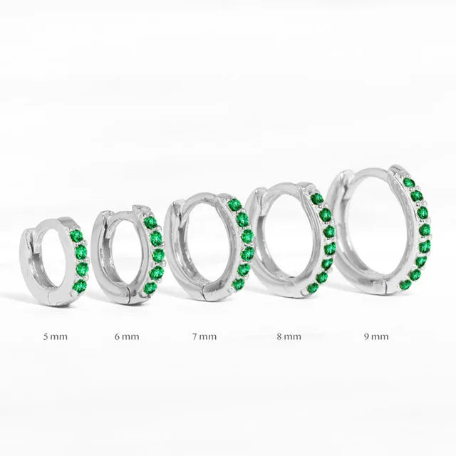 2PCS Stainless Steel Minimal Crystal Zirconia Hoop Earrings Gold Silver Color Small Huggie Cartilage Earring Piercing Jewelry Vera Lux