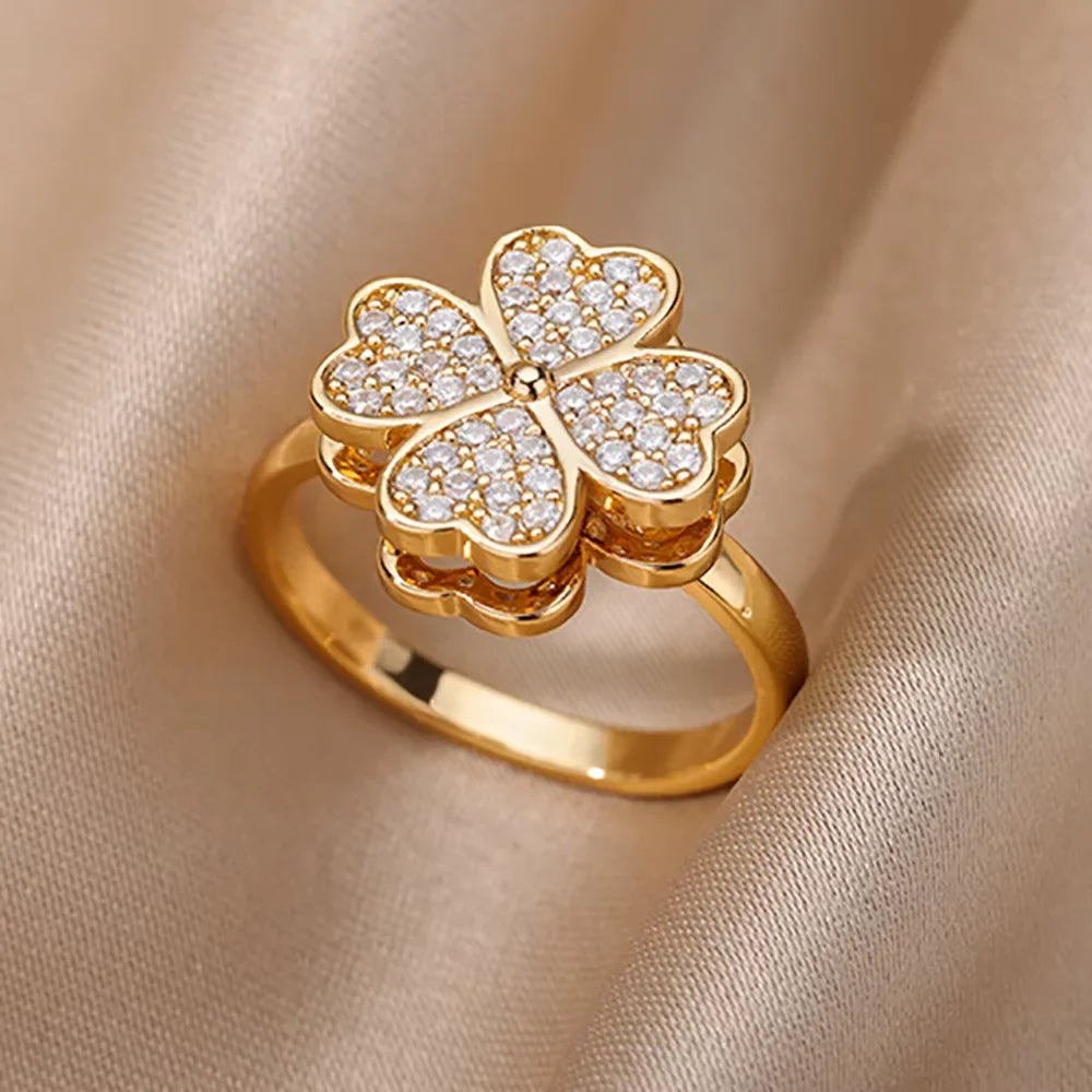 Anillos Gold Color Cubic Zirconia Chic Rings For Women 2025 Punk Elegant Wedding Party Aesthetic Stainless Steel Ring Jewelry Vera Lux