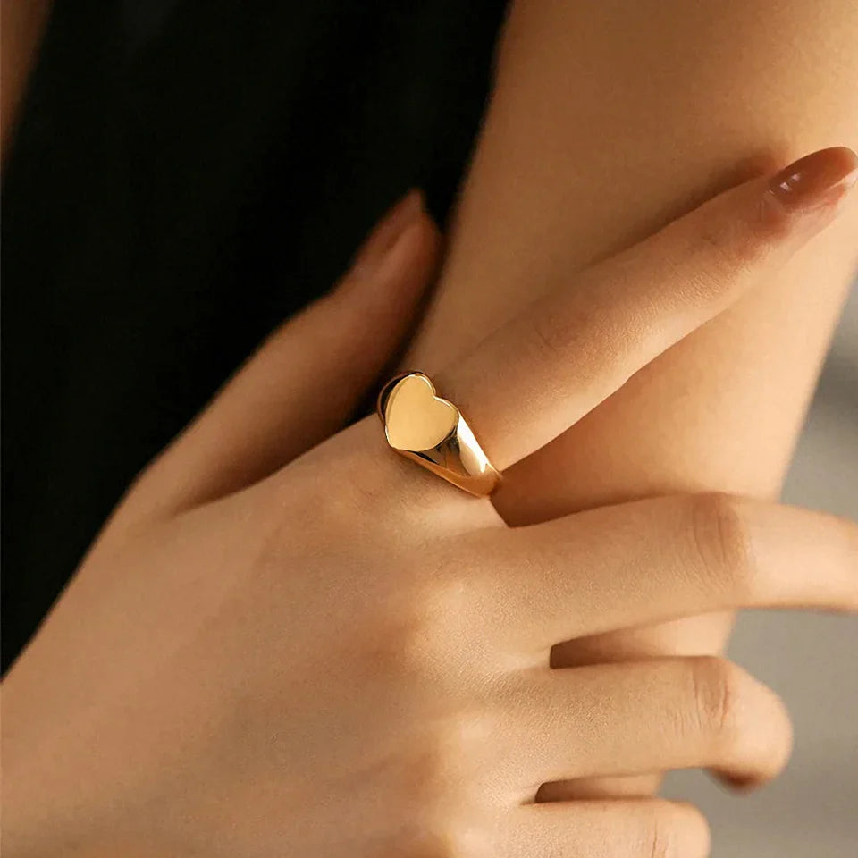 Couple Heart Ring 316 Stainless Steel Punk Style Geometric Jewelry Personalized Ring Gift for Women Valentine's Day Vera Lux