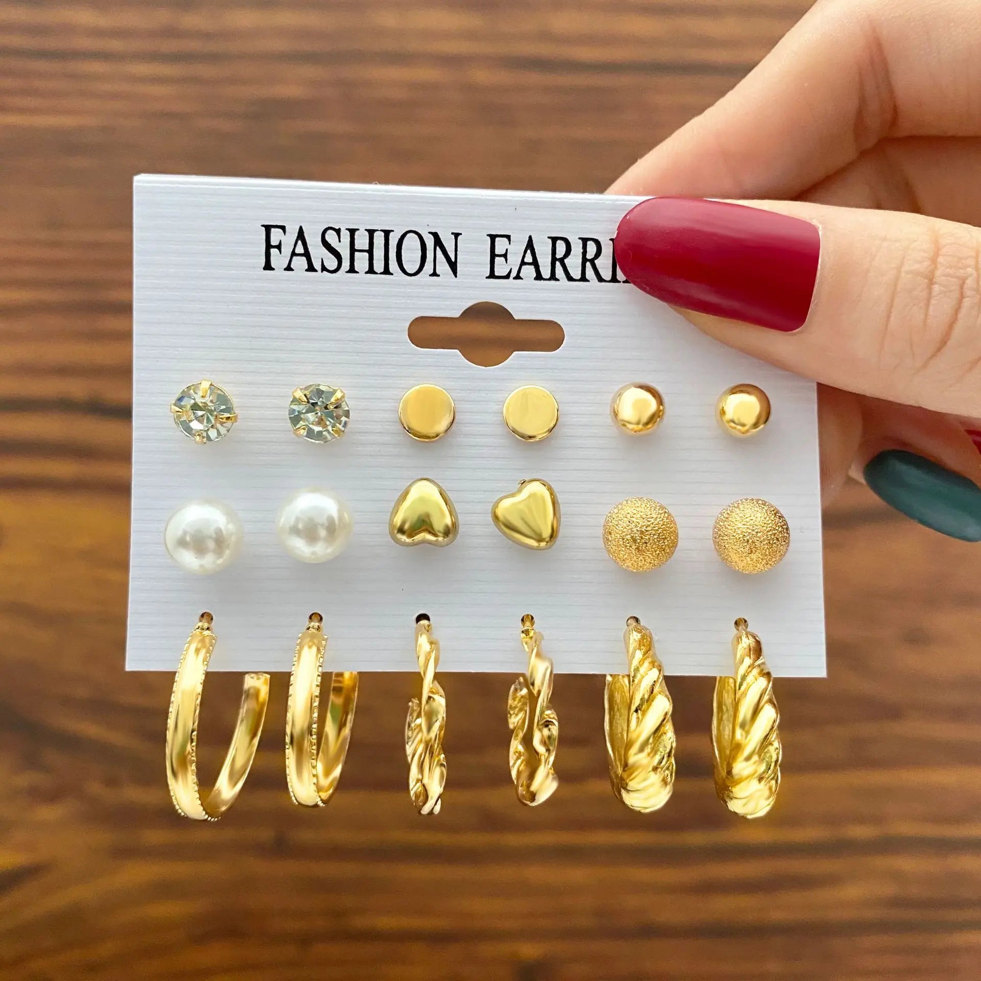 24 Pcs European and American Boho Big Circle Hoop Earring Set for Women Gold Color Vintage Pearl Earring Heart Zircon Jewelry Vera Lux