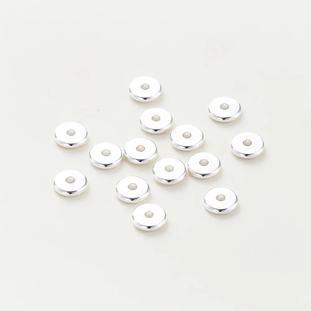 10-50pcs 14K/18K Gold Color Plated Brass 3-12mm Round Spacer Beads Flat Bracelet Beads for DIY Jewelry Findings Accessories Vera Lux