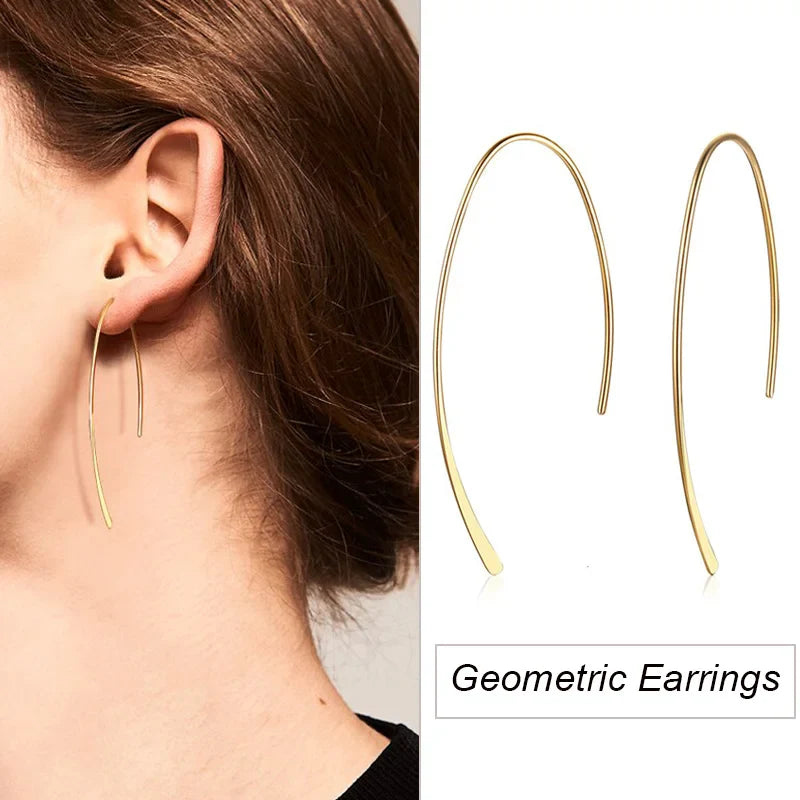 Stylish Geometric Hoop Earrings for Womens Girls Stainless Steel Minimalist Elegant Earings Vera Lux