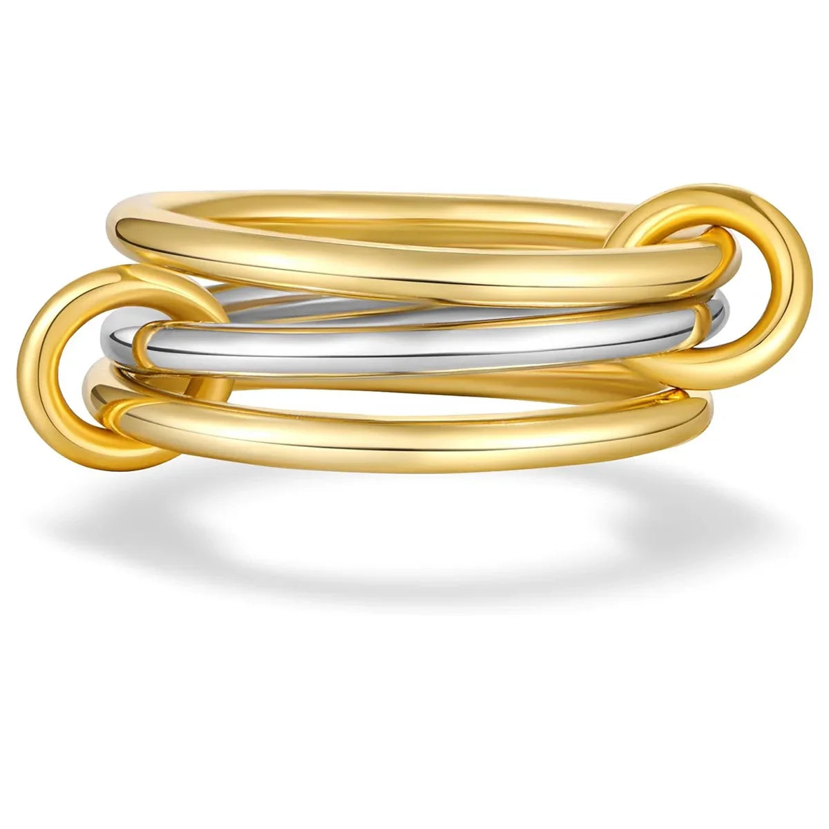 A Niche Two-Color Four-Ring Copper Jewelry Ring, Hypoallergenic, Ins Style, Stacking Artifact, Suitable For Young Women Vera Lux