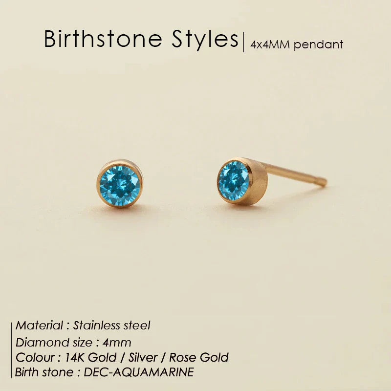 316 Stainless Steel Birthstone Ear Stud Piercing Gun Gold Color Push-Back Earrings Piercing Safe For Baby And Women Gift Jewelry Vera Lux