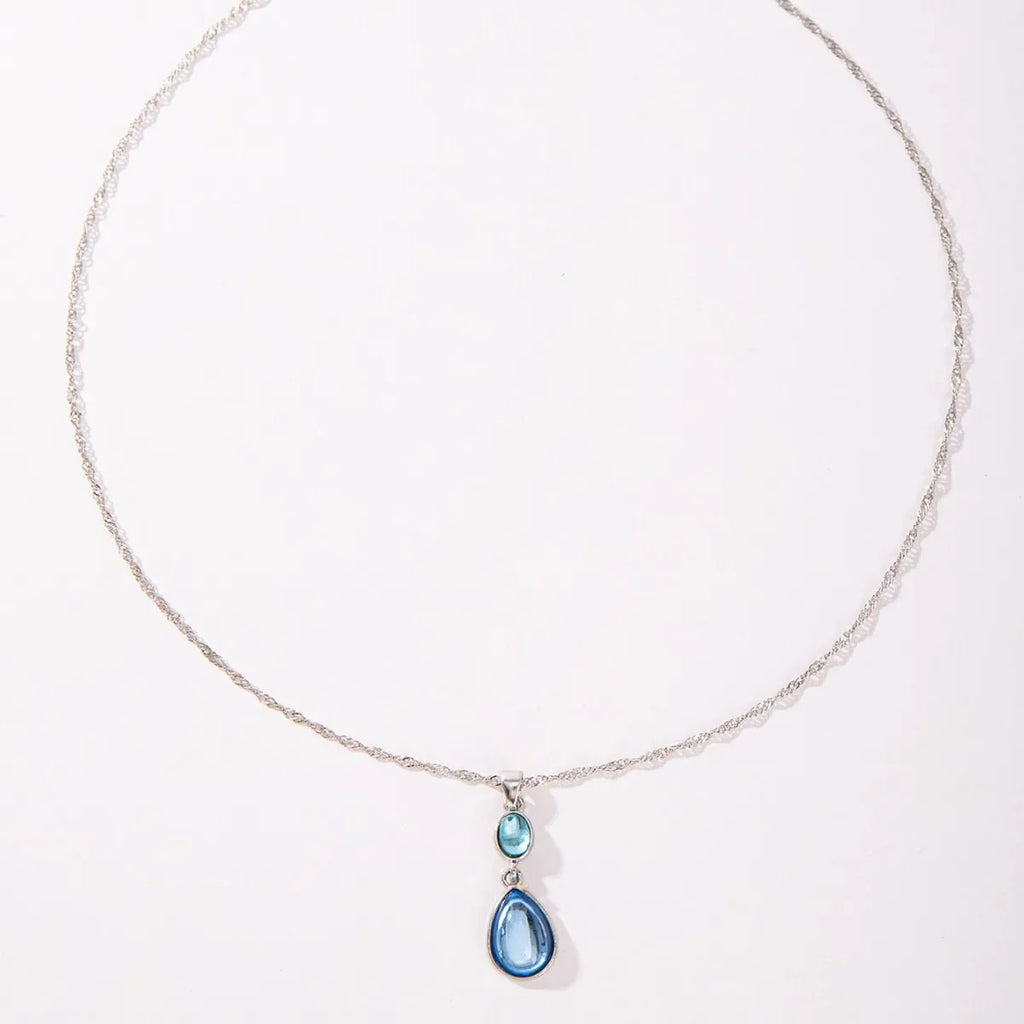 Fashionable Water Droplet Shaped Artificial Synthetic Blue Stone Hanging Earrings For women's Birthday Custom Jewelr Vera Lux