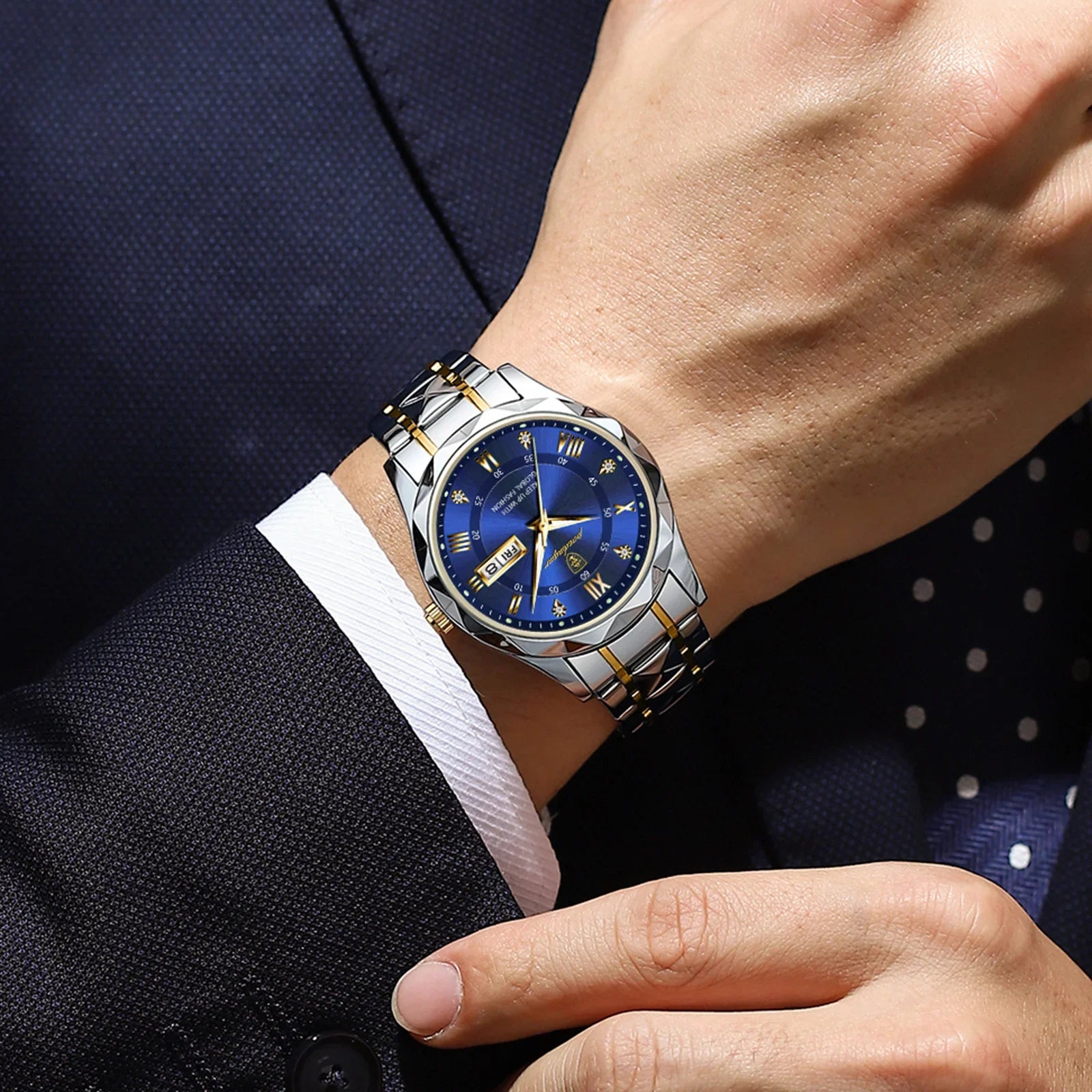 POEDAGAR Business Luxury Men's Watches Waterproof Stainless Steel Luminous Man Wristwatch Date Week Sport Men Quartz Watch Reloj Vera Lux