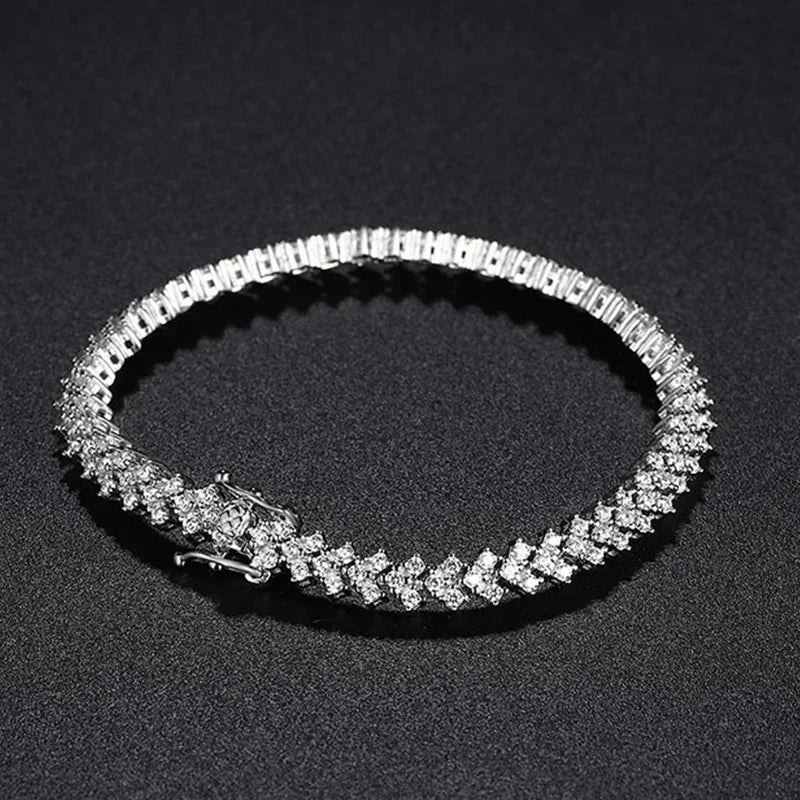 NeeTim Moissanite Tennis Bracelet 925 Sterling Silver Lab Diamond Bracelets with White Gold Plated  Fine Jewelry For Women Vera Lux