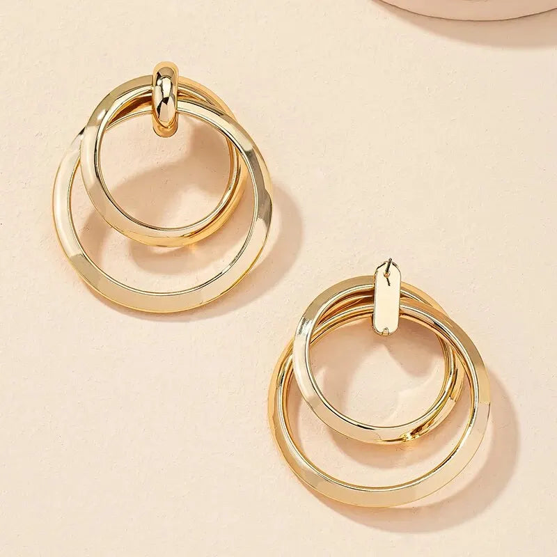 Gold Color Twisted Big Hoop Earrings For Women Night Club Party Girls Drop Earrings Geometric Statement Earrings Vera Lux