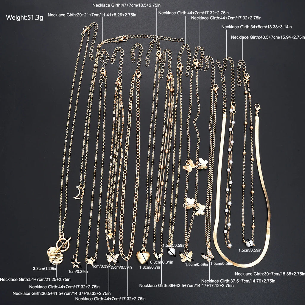 Simple Stackable Necklaces Set for Women Fashion Butterfly Heart Star Pearl Moon Pendant Necklaces Boho Jewelry Gifts 2025 Vera Lux