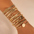12 Pcs/Set Trendy Multilayer Open Bangles Set for Women Punk Gold Color Geometric Delicate Twist Bracelets Wedding Jewelry Gifts Vera Lux