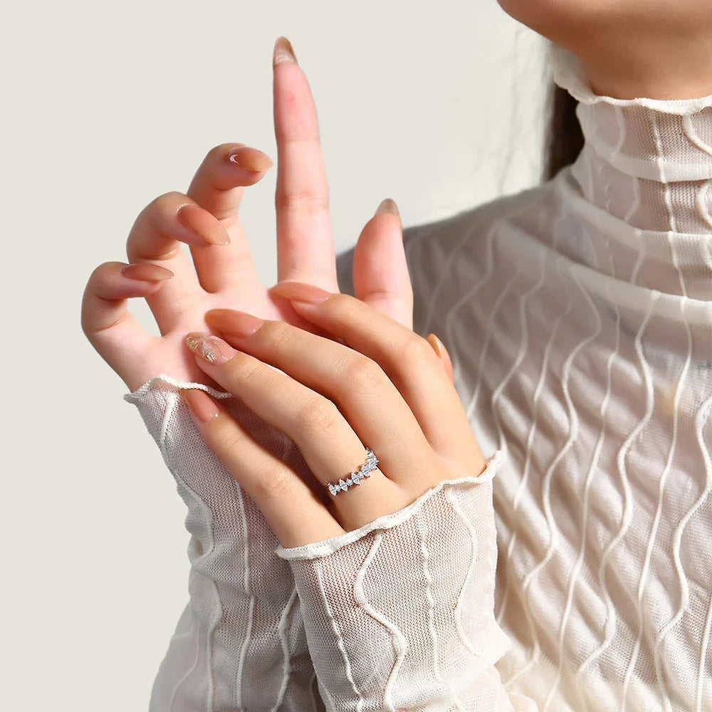 MINTYBOX 4*2mm D Color 925 Sterling Silver Moissanite Ring for Women Passed Diamond Tester 18k Plated Engegament Wedding Rings Vera Lux