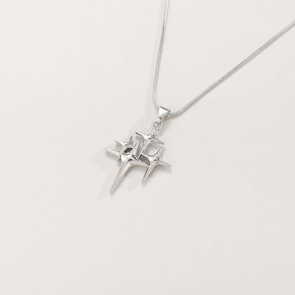 Y2K Simple Choker Necklace Four Pointed Star Necklaces Adjustable Crucifix Pendant Necklace Asterism-Necklace Jewelry Vera Lux