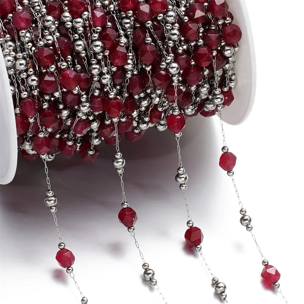 1Meter/Lot Mixed Stainless Steel Irregular Stone Beads Chains for Handmade DIY Necklace Bracelets Jewelry Making Accessories Vera Lux