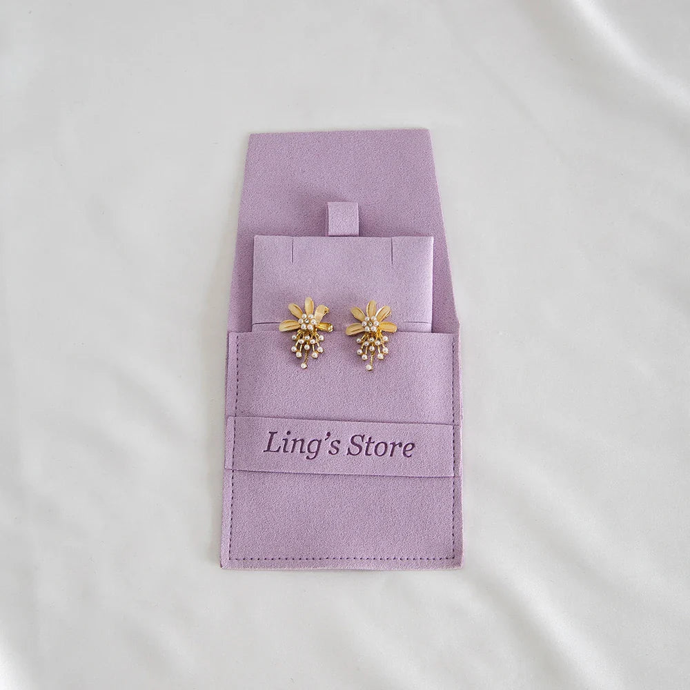 20/50/100pcs Personalized Logo Jewelry Microfiber Strip 8x8cm Bag Insert With 6x6cm Pad Card For Earrings Studs Necklace Pendant Vera Lux