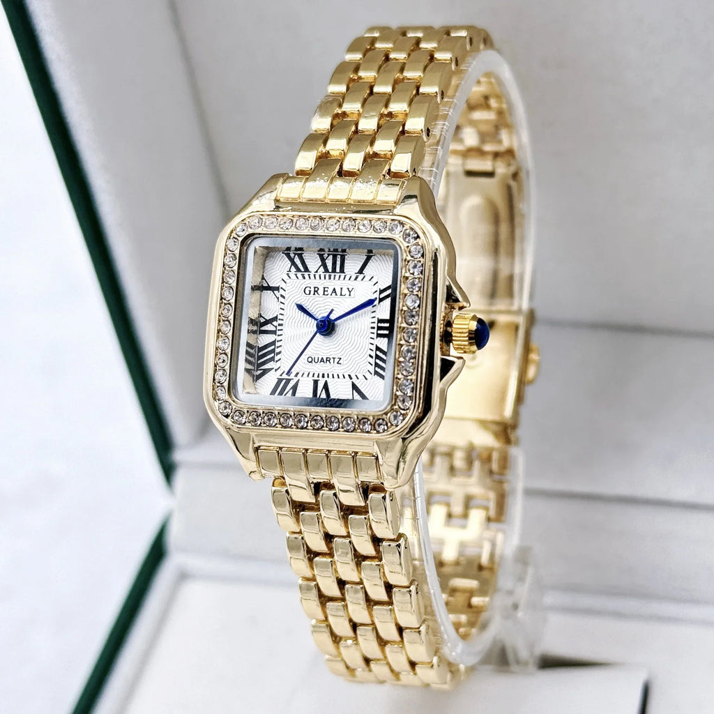 New Women Watch Light Luxury Brand Business Gold Stainless Steel Ladies Fashion Quartz Watches Female Clock Bracelet Wristwatch Vera Lux