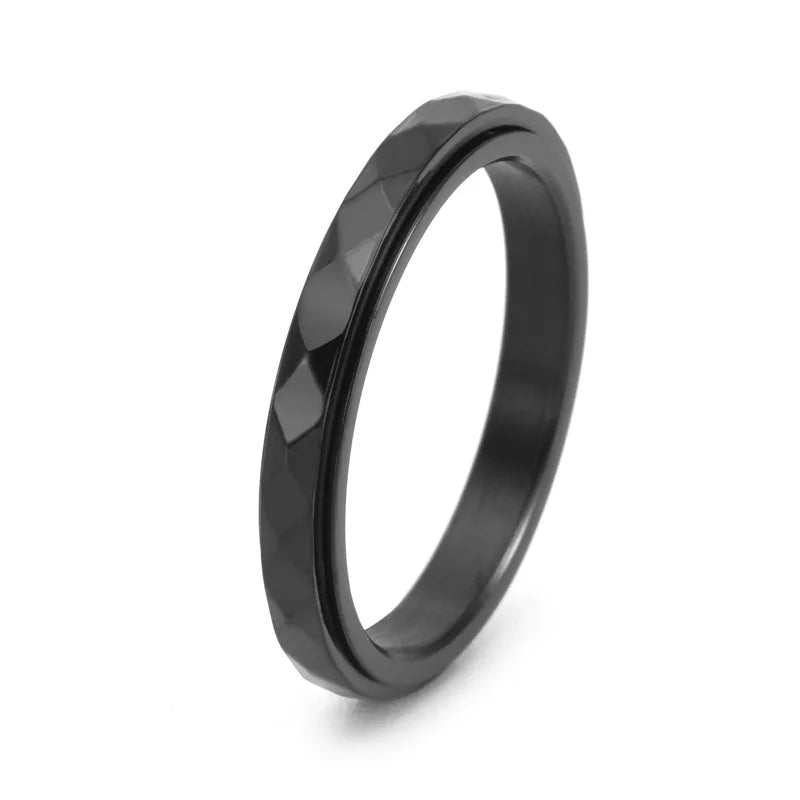 3mm Thin Stainless Steel Faceted Spinner Ring Wedding Band for Women Girl Size 5-12 Vera Lux