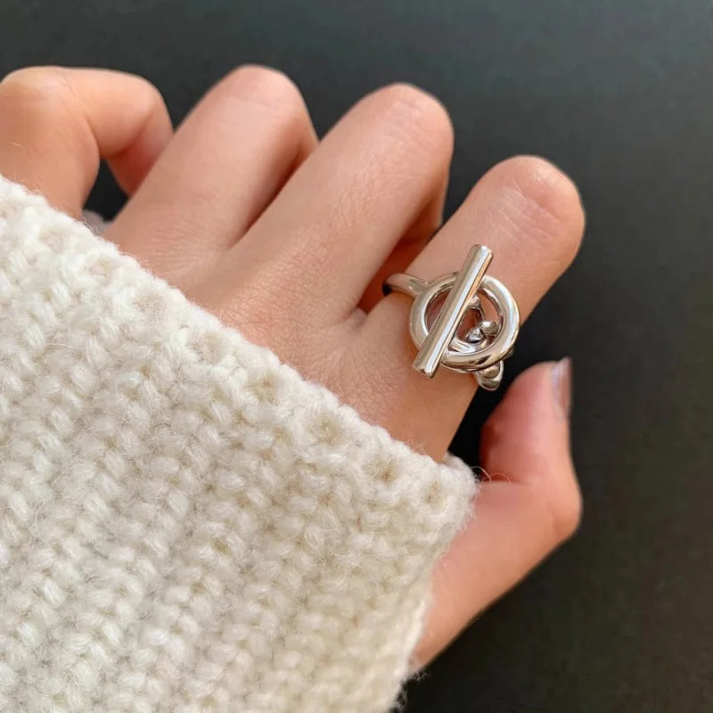 925 Sterling Silver Chain Simple Geometry Adjustable Ring For Women Fashion Wedding Fine Jewelry Wholesale Jewellery Vera Lux