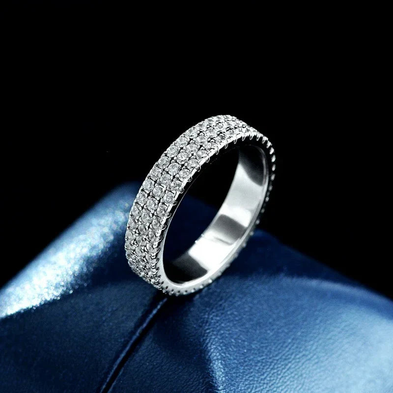 NeeTim Full Moissanite Ring Sterling Silver 925 with Gold Plated Wedding Engagement Eternity Band Patry Luxury Jewelry for Women Vera Lux
