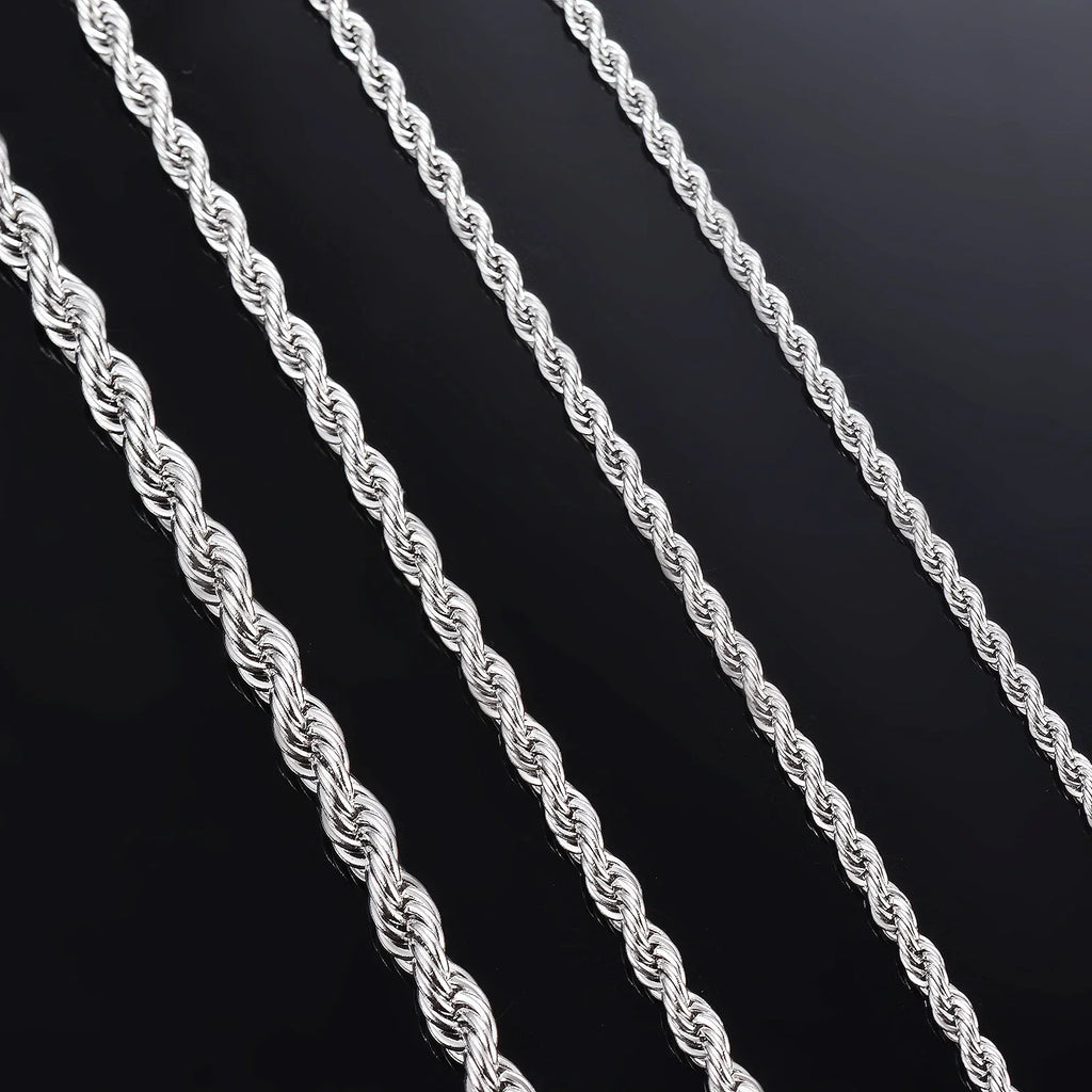 1 piece 925 sterling silver Width 2mm/3mm/4mm Rope Chain Necklace/Bracelet For Men Women Man Fashion Chain Necklace Vera Lux