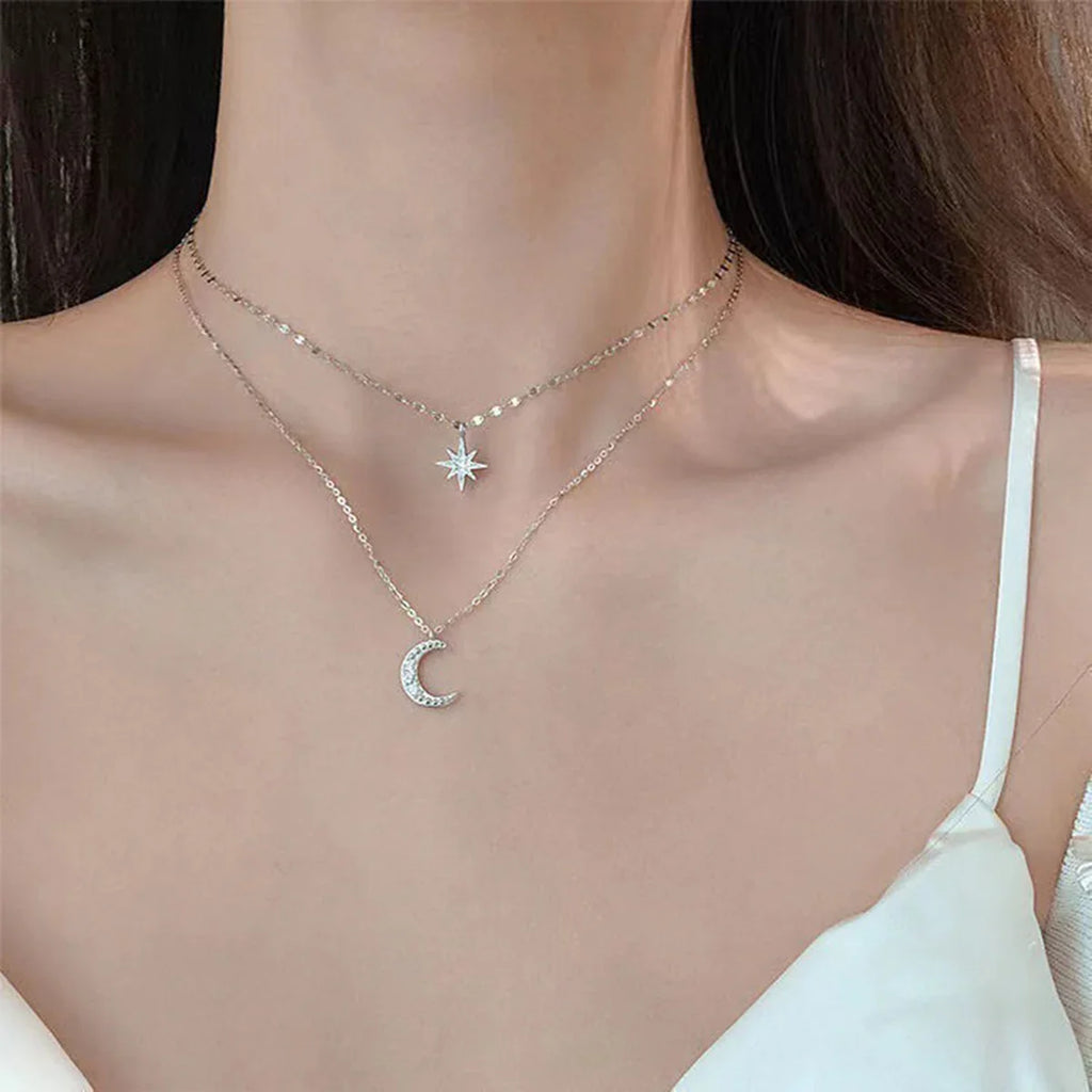 New Shiny Butterfly Necklace Ladies Exquisite Double Layer Clavicle Chain Necklace Jewelry for Ladies Gift Vera Lux