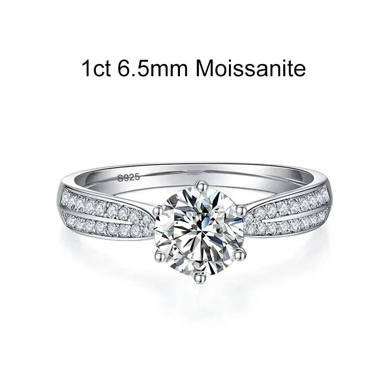 NeeTim 0.5ct 1ct Moissanite Engagement Ring Women Proposal Rings S925 Sterling Silver with White Gold Plated Wedding Band Vera Lux