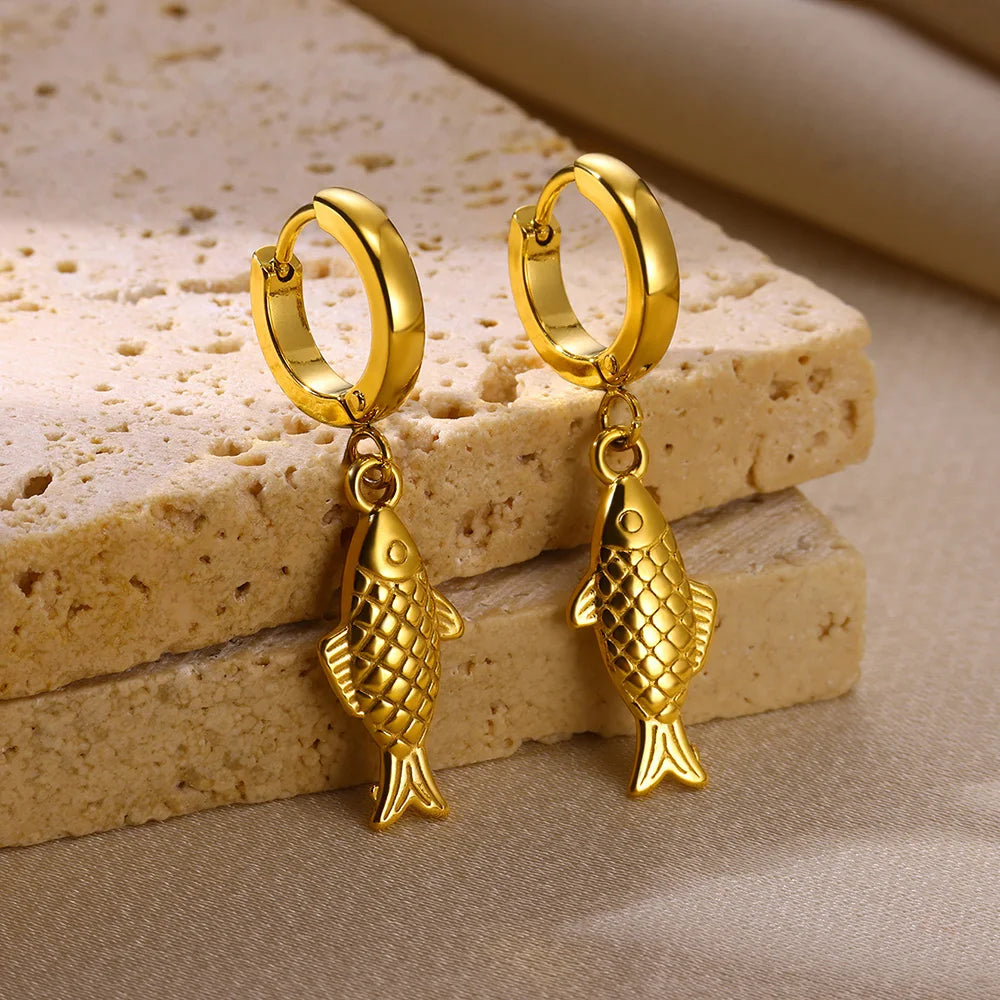Freshwater Ocean Starfish Shell Hoop Earrings For Women Elegant Stainless Steel Gold Color Aretes Christmas jewelry accessories Vera Lux