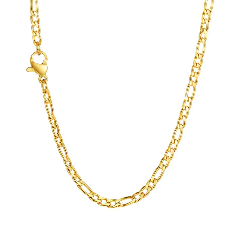 Figaro Chain Necklace Stainless Steel Link Gold Color Choker Necklace Layered Women Girls 14"  18" 20" 24" Vera Lux