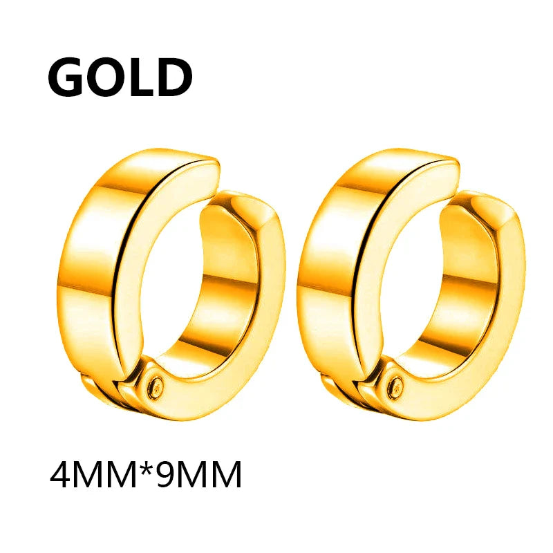 2 Pcs Classic Korean Punk Stainless Steel Ear Clip Earrings for Men Women Black No Pierced Fake Ear Circle New Pop Jewelry Vera Lux