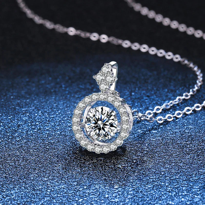 NeeTim 1CT Moissanite Pendant For Women Diamond Necklace S925 Sterling Silver White Gold Plated Jewelry Valentine's Day Gift Vera Lux