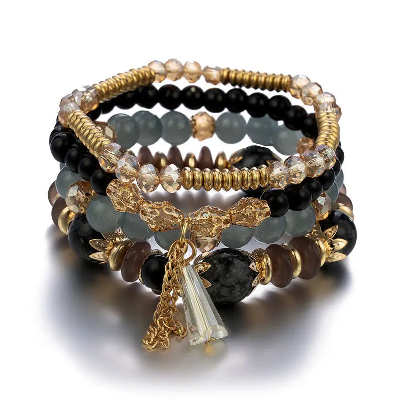 4Pcs New Tassel Charm Beads Bracelet Set For Women Colorful   Glass Beaded Chain Bangle Female Bohemian Jewelry Vera Lux