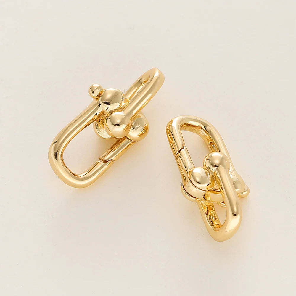 2Pcs/Pack 14/18K Gold Plated Spring Clasps Brass U Shape Lobster Clasp Connector for DIY Jewelry Bracelet Making Accessories Vera Lux