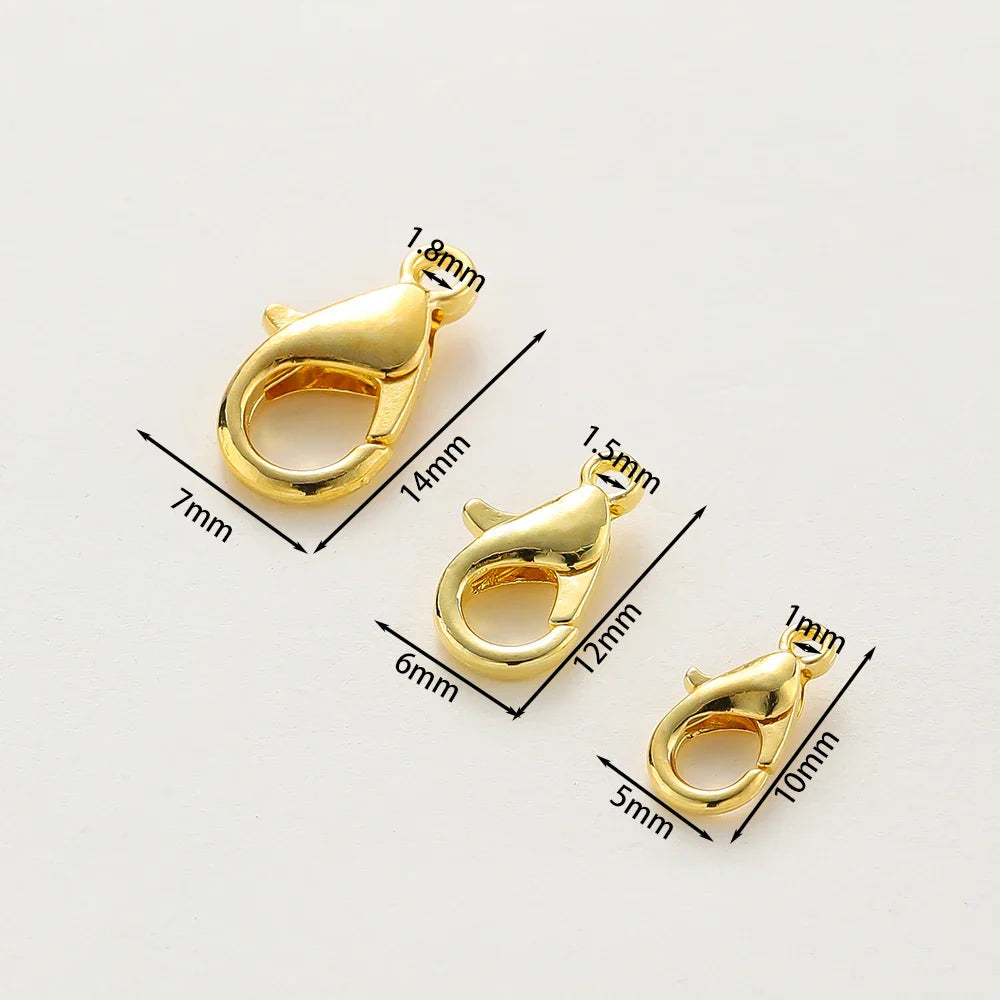 10pcs/lot 14K 18K Gold Plated Necklace Extender Chain Lobster Clasps Jump Ring Connectors Clips For DIY Jewelry Bag Craft Making Vera Lux